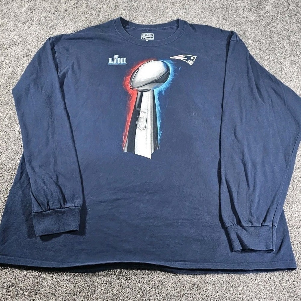New England Patriots Mens 2XL Navy Super Bowl LIII Trophy Fanatics Pro Line Tee